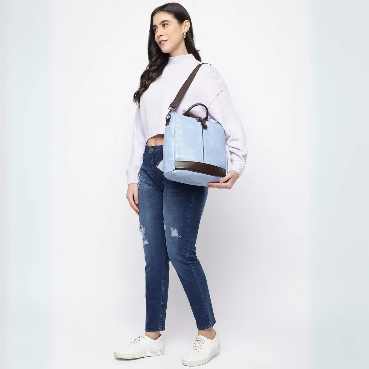 Timeless Aura Women Backpack Handbag - Sky Blue