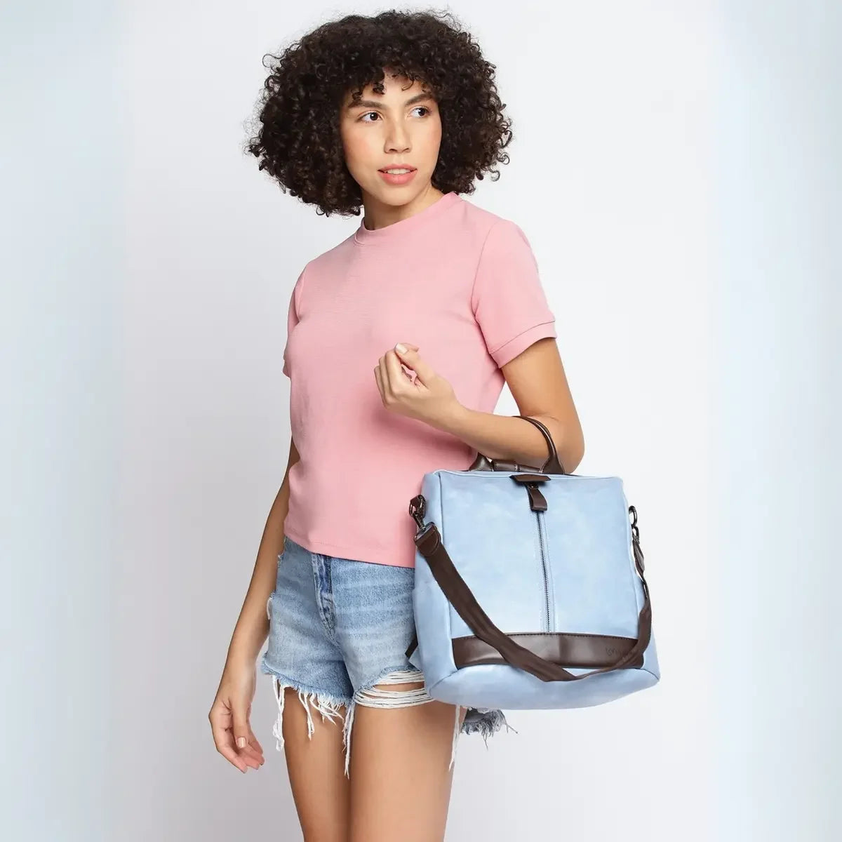 Timeless Aura Women Backpack Handbag - Sky Blue