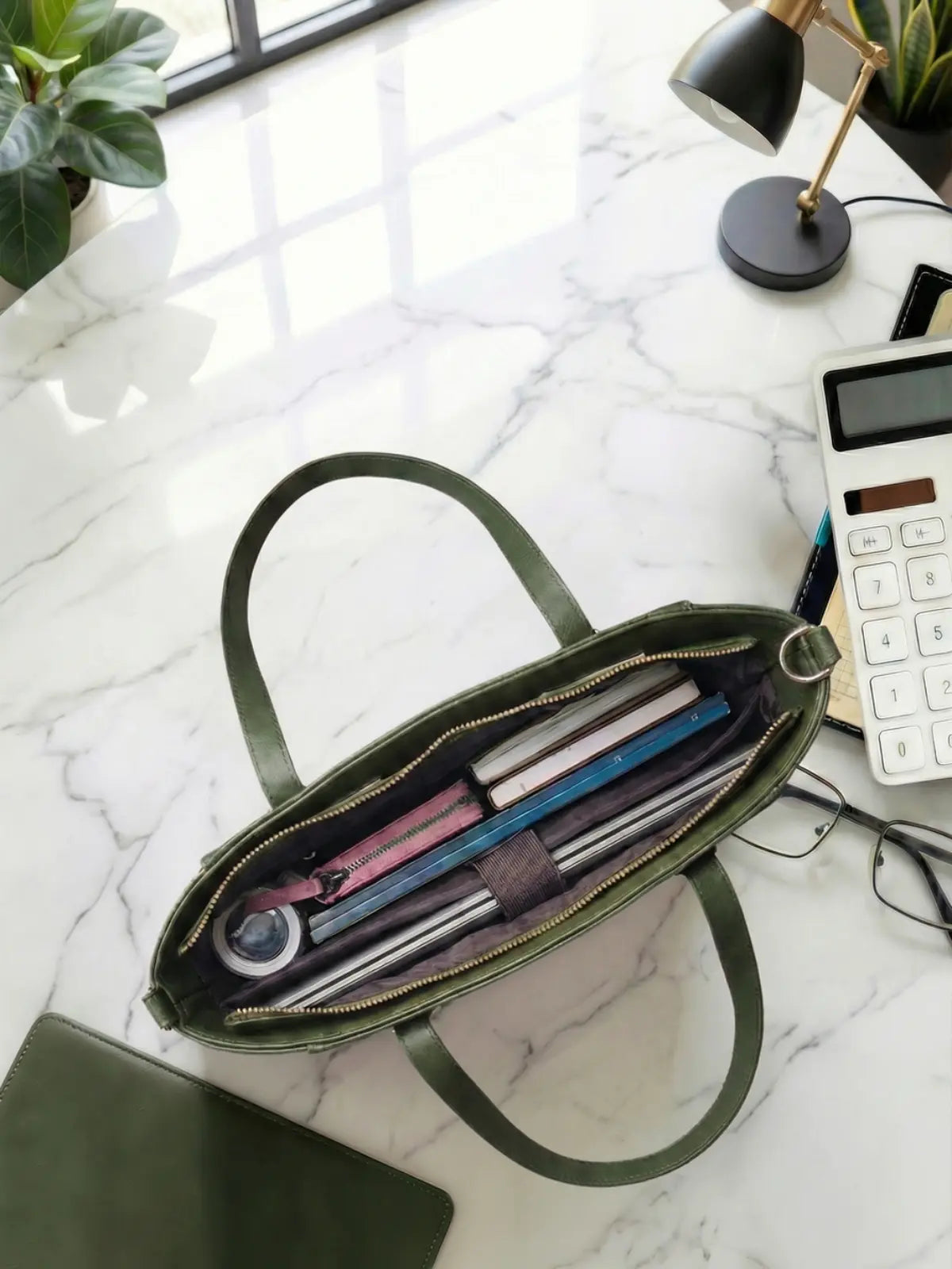 Timeless Contour Laptop Handbags - Olive Green
