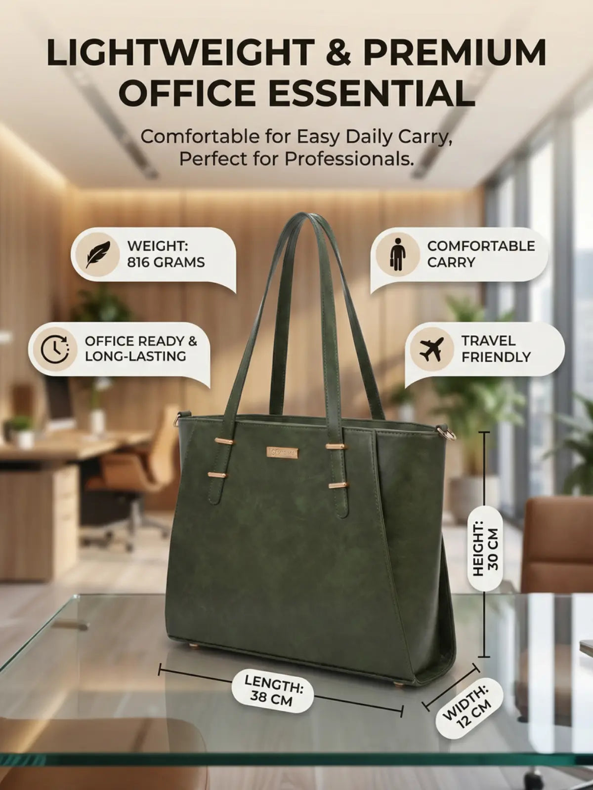 Timeless Contour Laptop Handbags - Olive Green