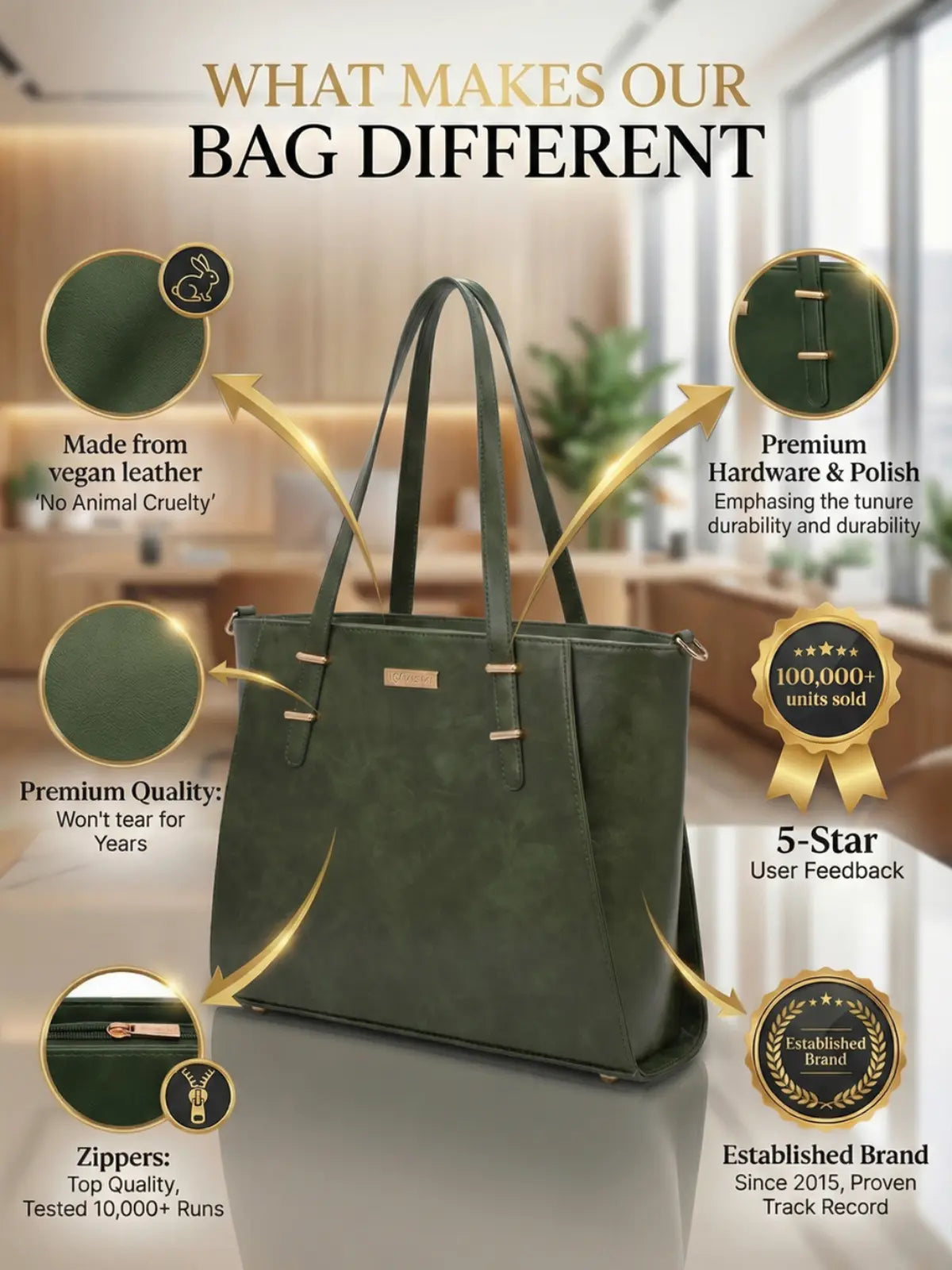 Timeless Contour Laptop Handbags - Olive Green