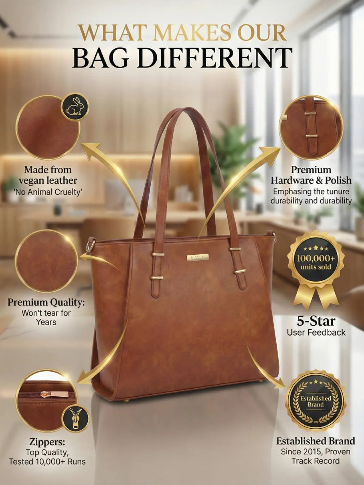 Timeless Contour Laptop Handbags - Tan