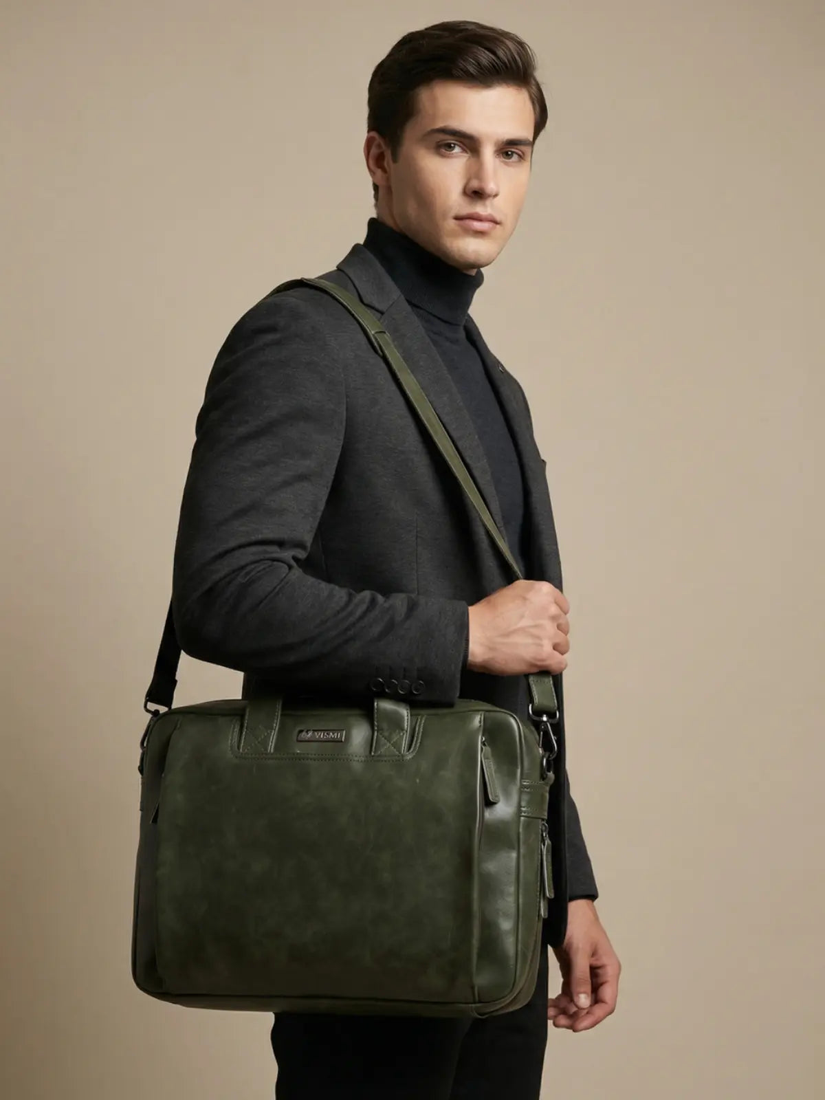 Timeless Urban Laptop Messenger Briefcase Bag - Olive Green
