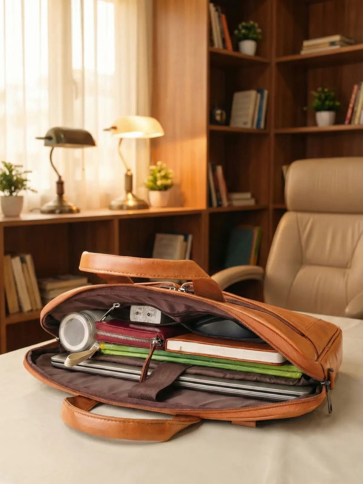 Timeless Monarch Laptop Messenger Bag - Tan
