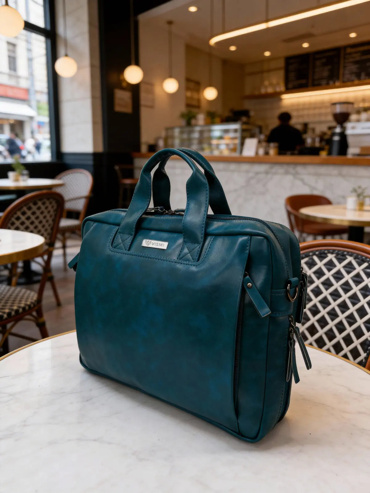 Timeless Urban Laptop Messenger Briefcase Bag - Teal Blue