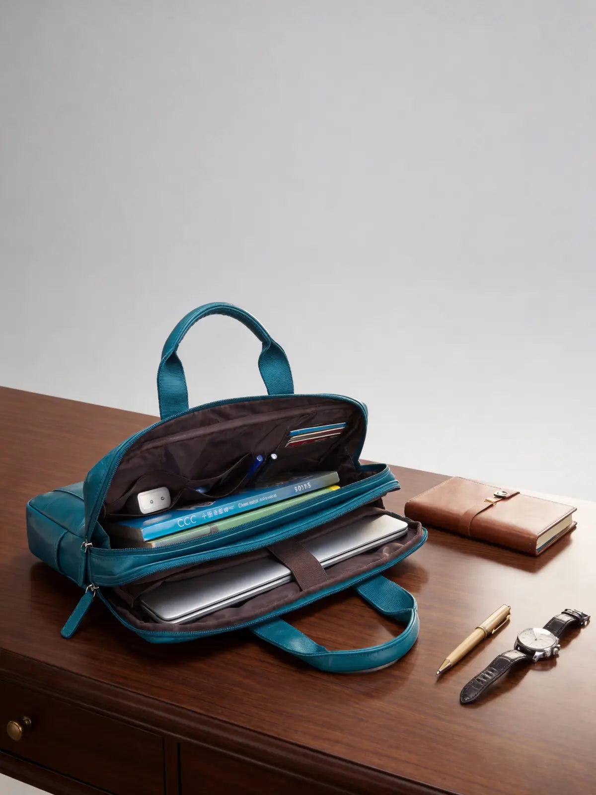 Timeless Urban Laptop Messenger Briefcase Bag - Teal Blue