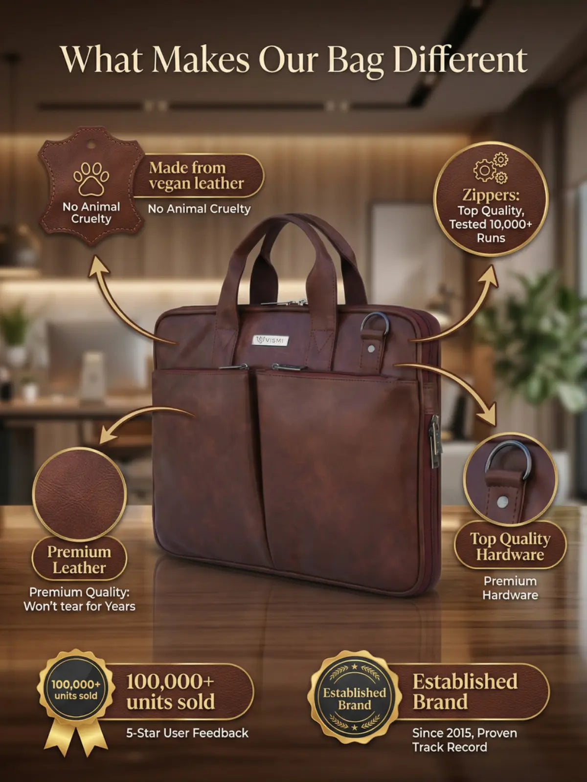 Timeless Monarch Laptop Messenger Bag - Coffee Brown