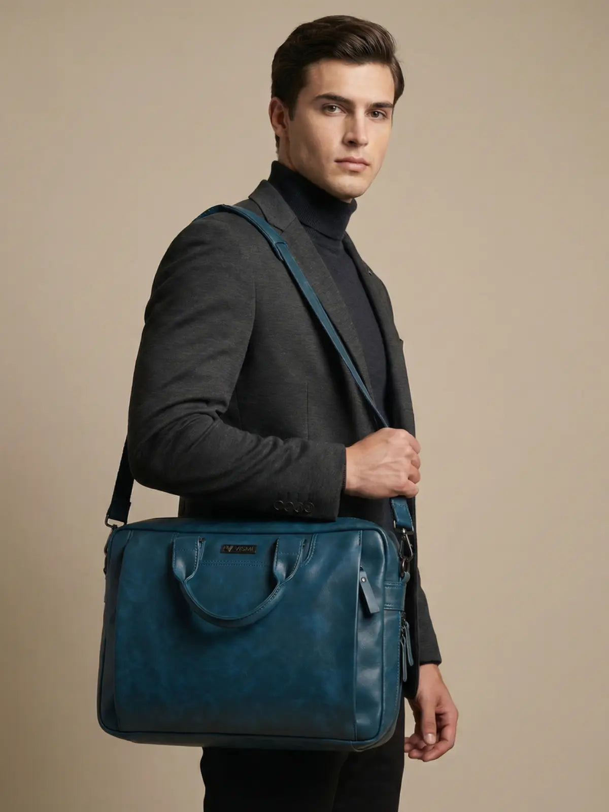 Timeless Urban Laptop Messenger Briefcase Bag - Teal Blue