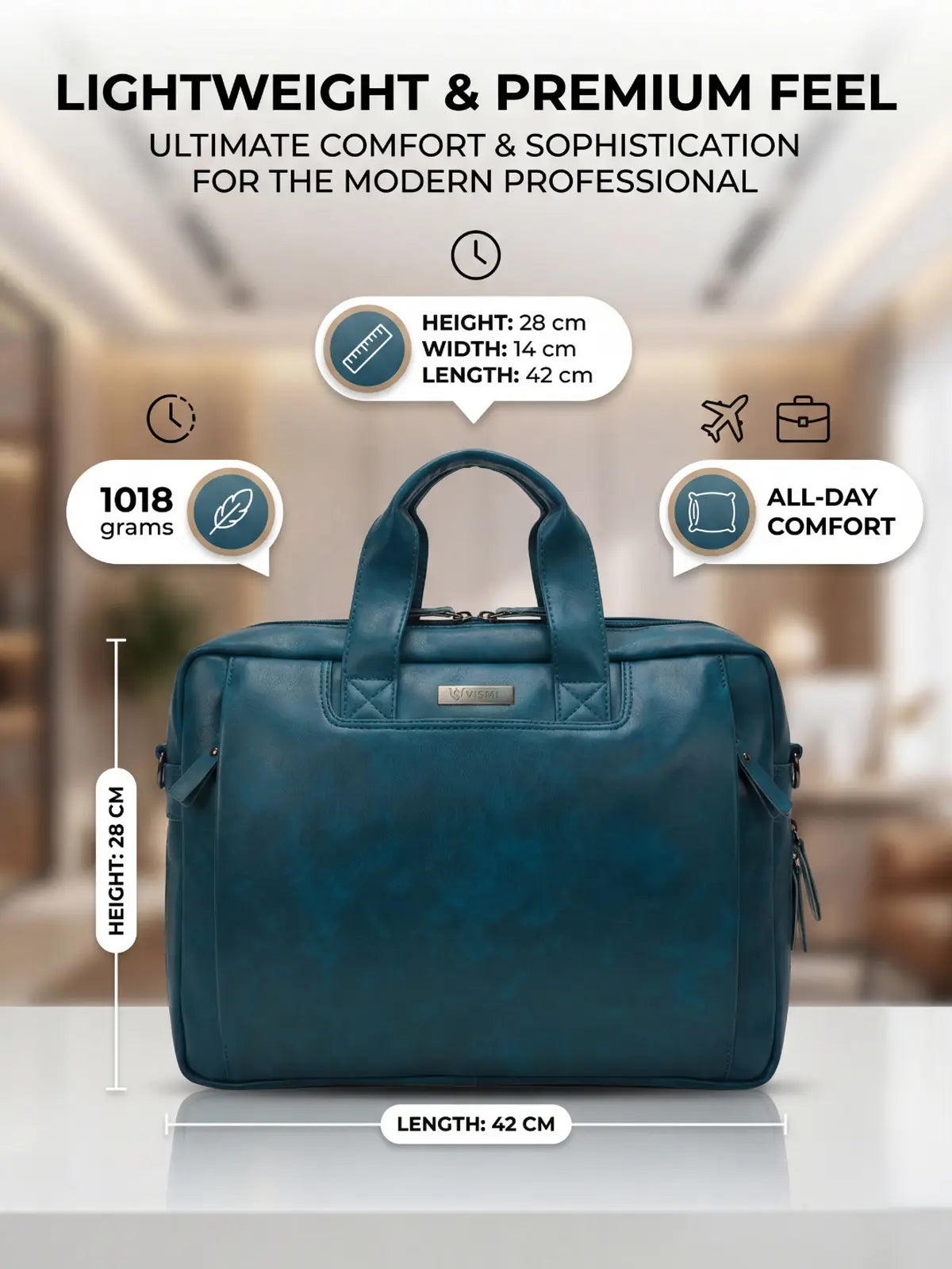 Timeless Urban Laptop Messenger Briefcase Bag - Teal Blue
