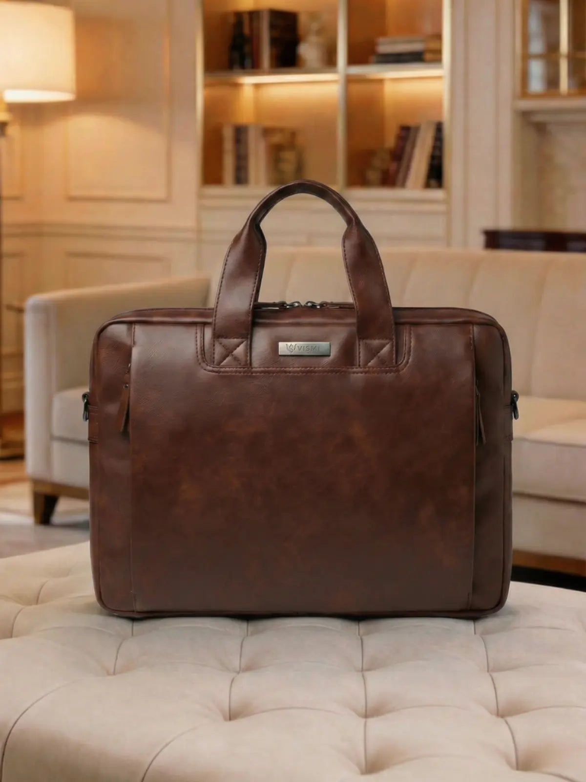 Timeless Urban Laptop Messenger Briefcase Bag - Coffee Brown