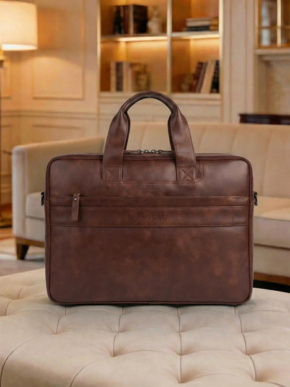 Timeless Urban Laptop Messenger Briefcase Bag - Coffee Brown