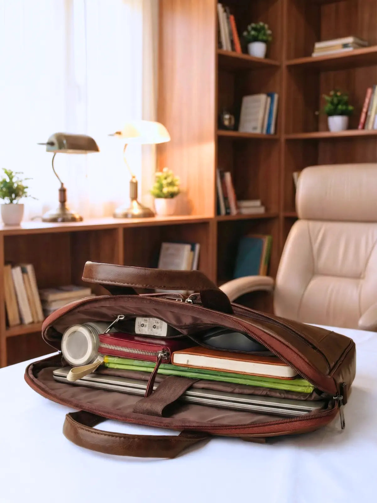 Timeless Monarch Laptop Messenger Bag - Coffee Brown