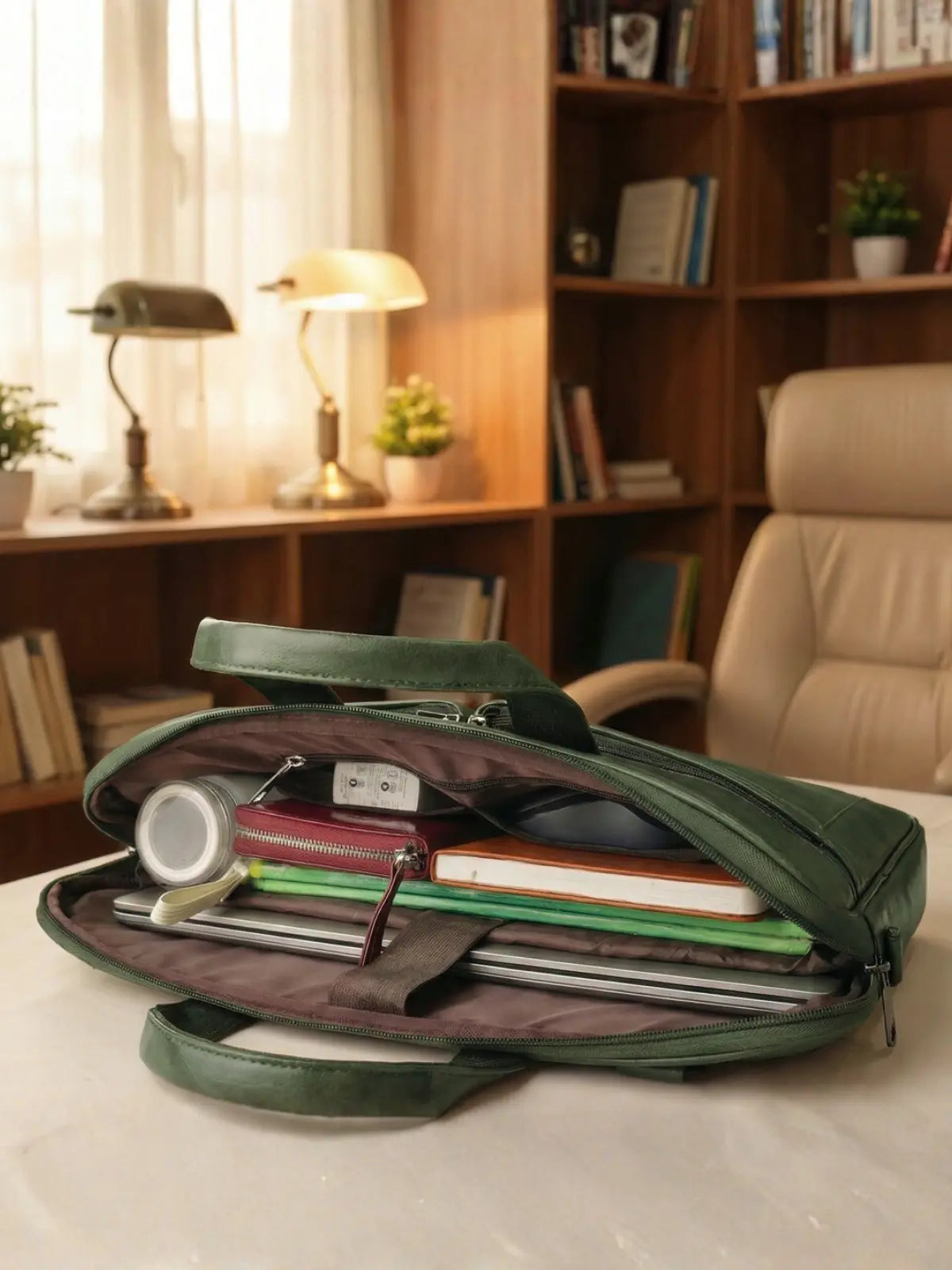 Timeless Monarch Laptop Messenger Bag - Olive Green
