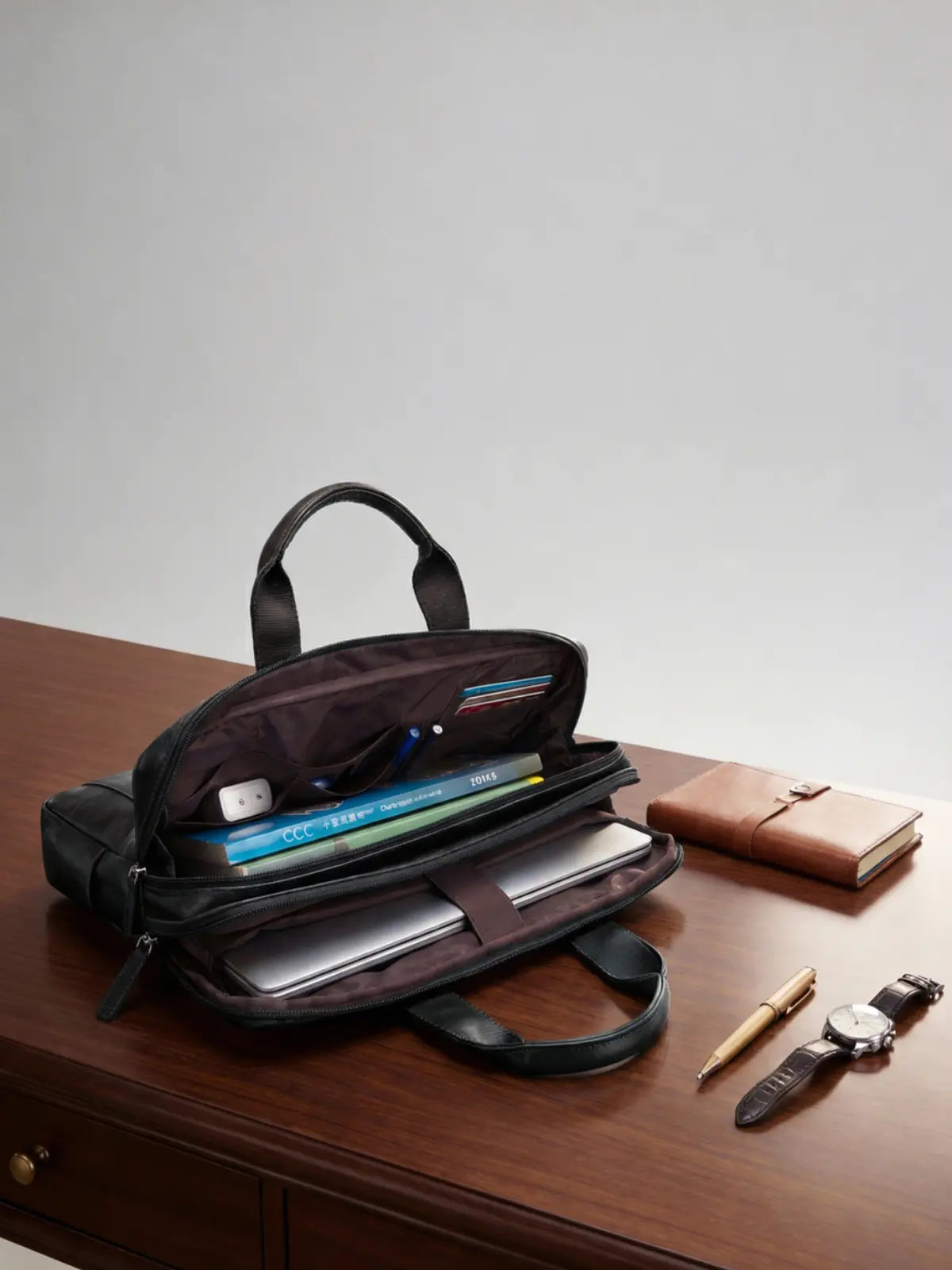 Timeless Urban Laptop Messenger Briefcase Bag - Black