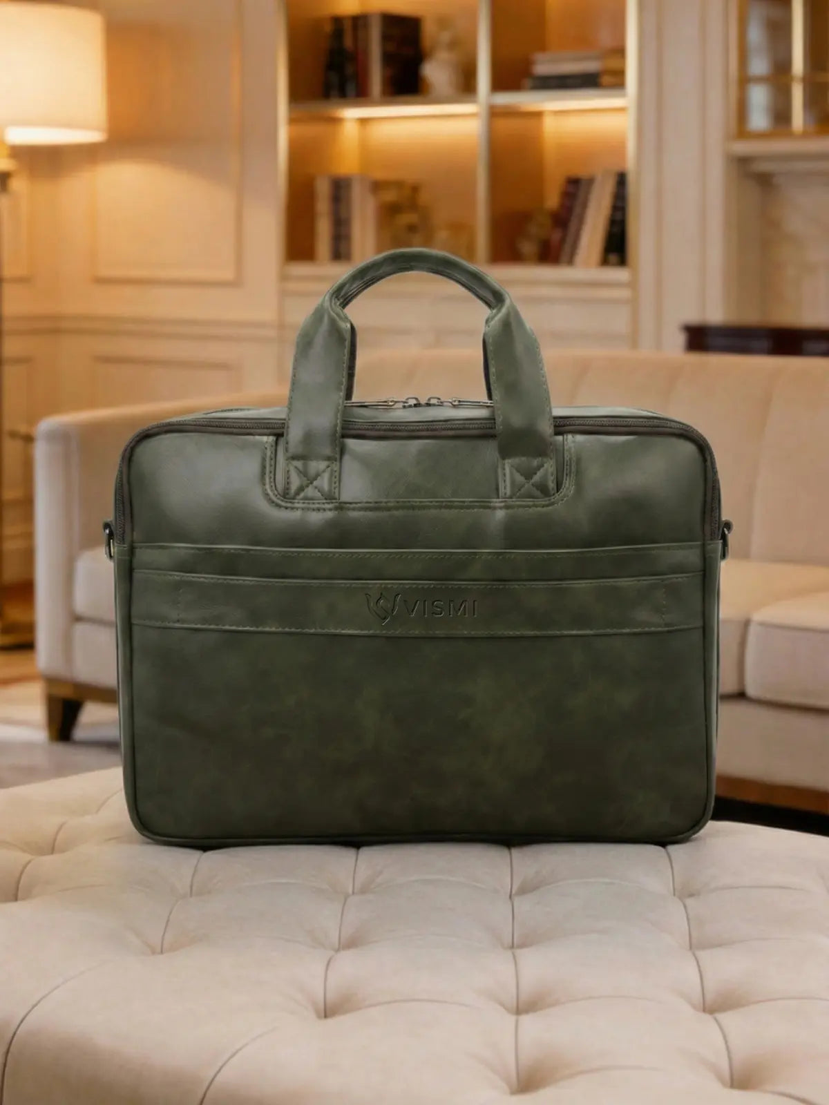 Timeless Urban Laptop Messenger Briefcase Bag - Olive Green