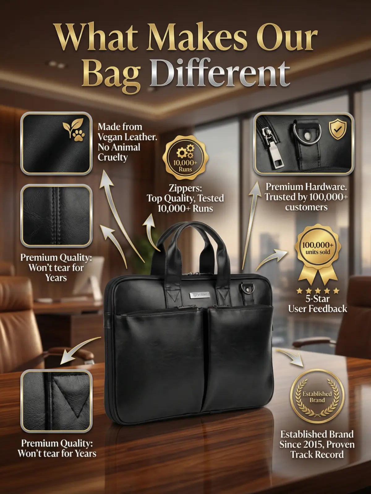Timeless Monarch Laptop Messenger Bag - Black