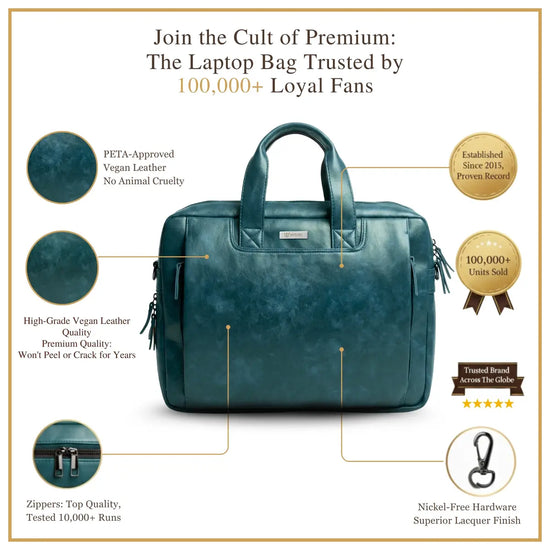 Timeless Urban Laptop Messenger Briefcase Bag - Teal Blue