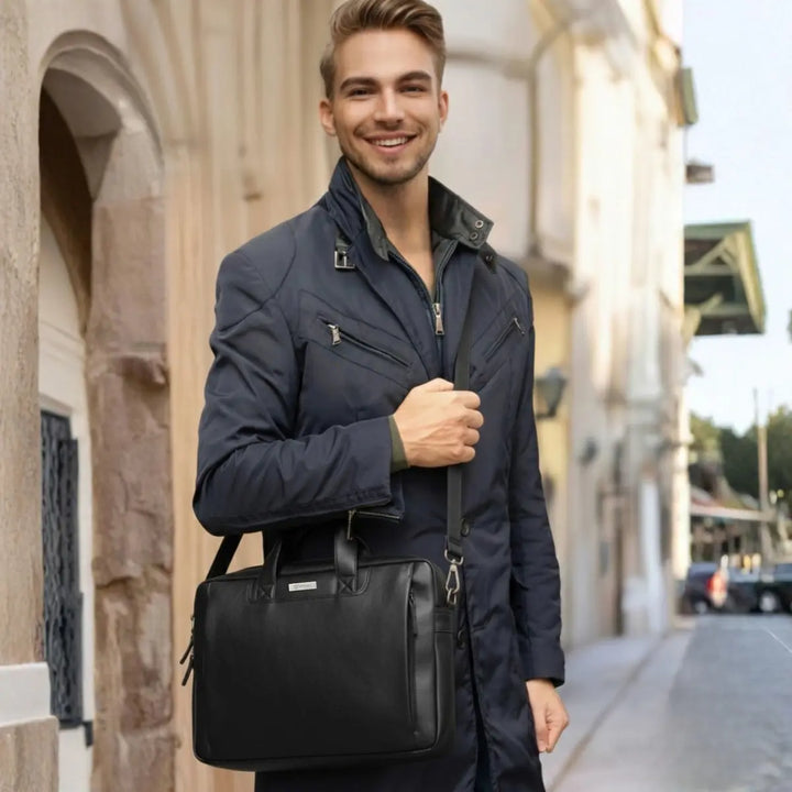 Timeless Urban Laptop Messenger Briefcase Bag - Black