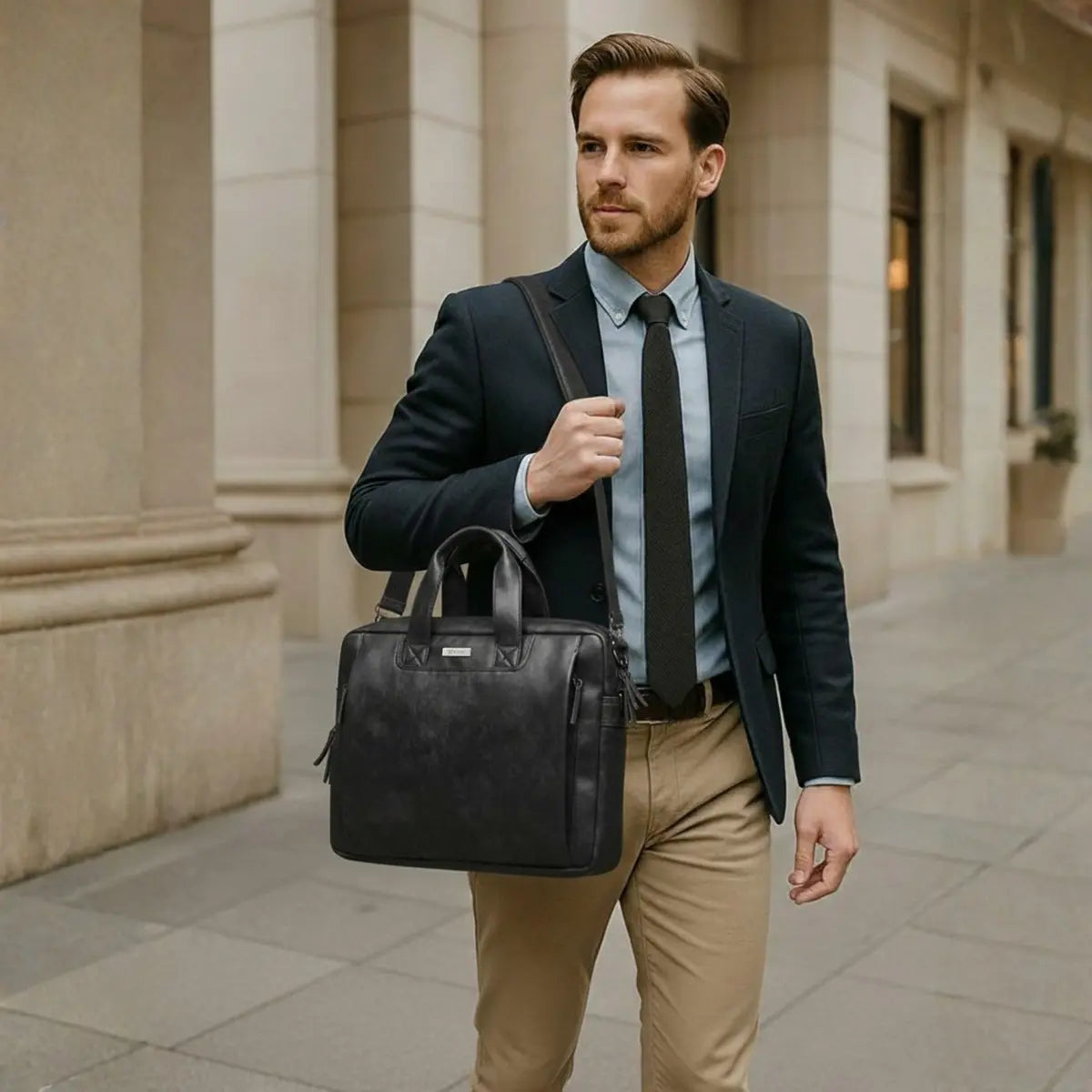 Timeless Urban Laptop Messenger Briefcase Bag - Black