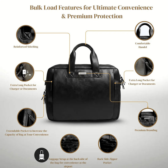 Timeless Urban Laptop Messenger Briefcase Bag - Black