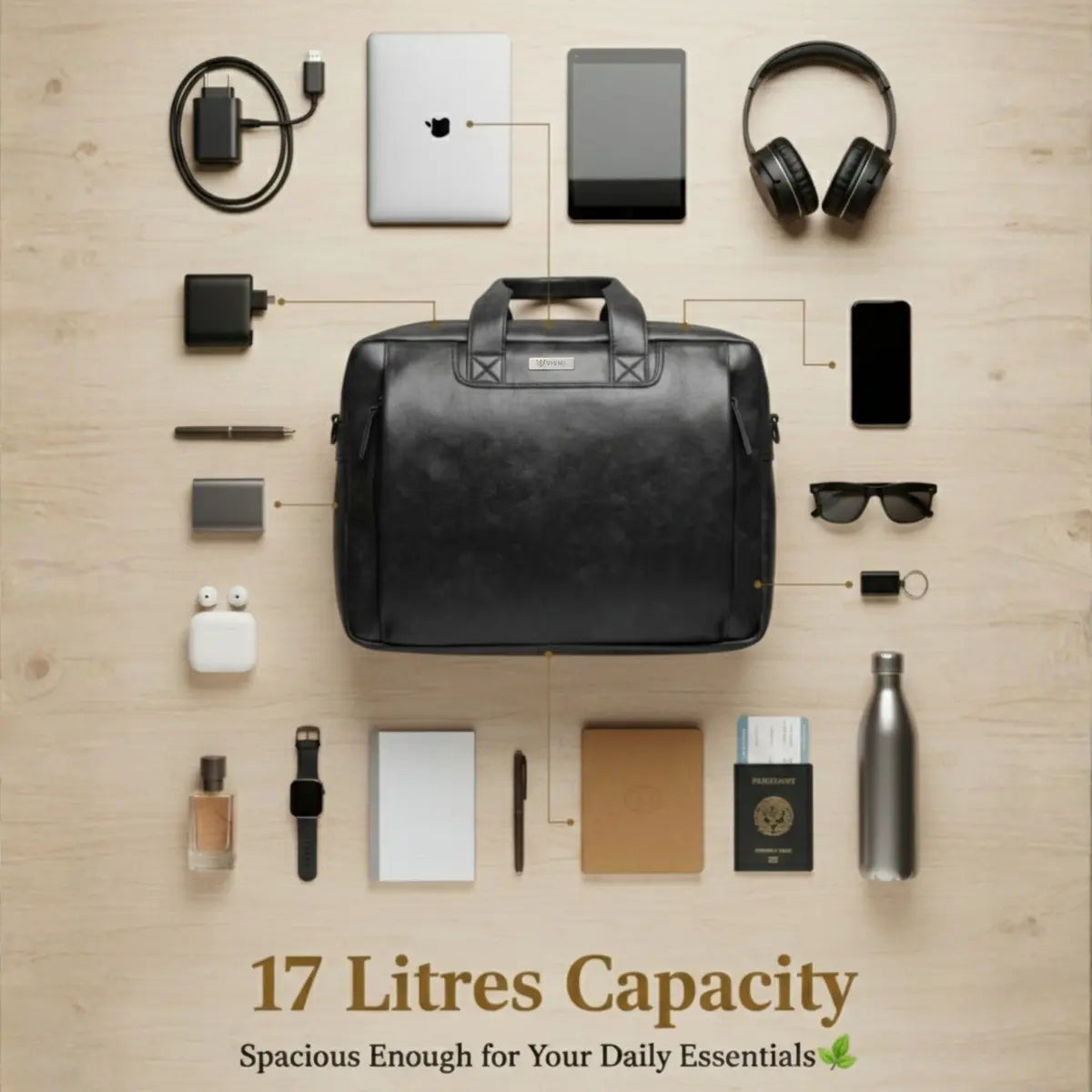 Timeless Urban Laptop Messenger Briefcase Bag - Black