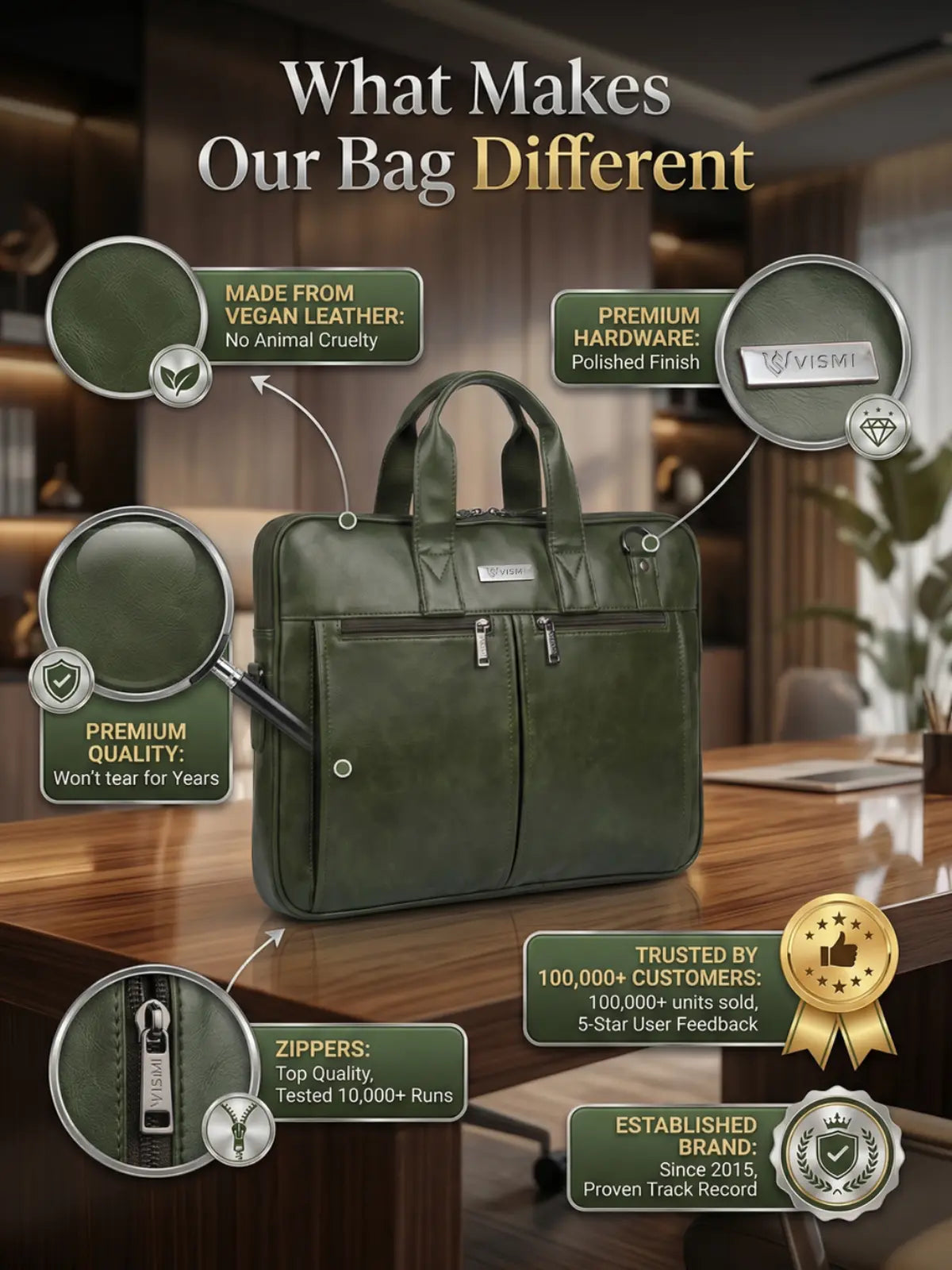 Timeless Neo Laptop Bag - Olive Green