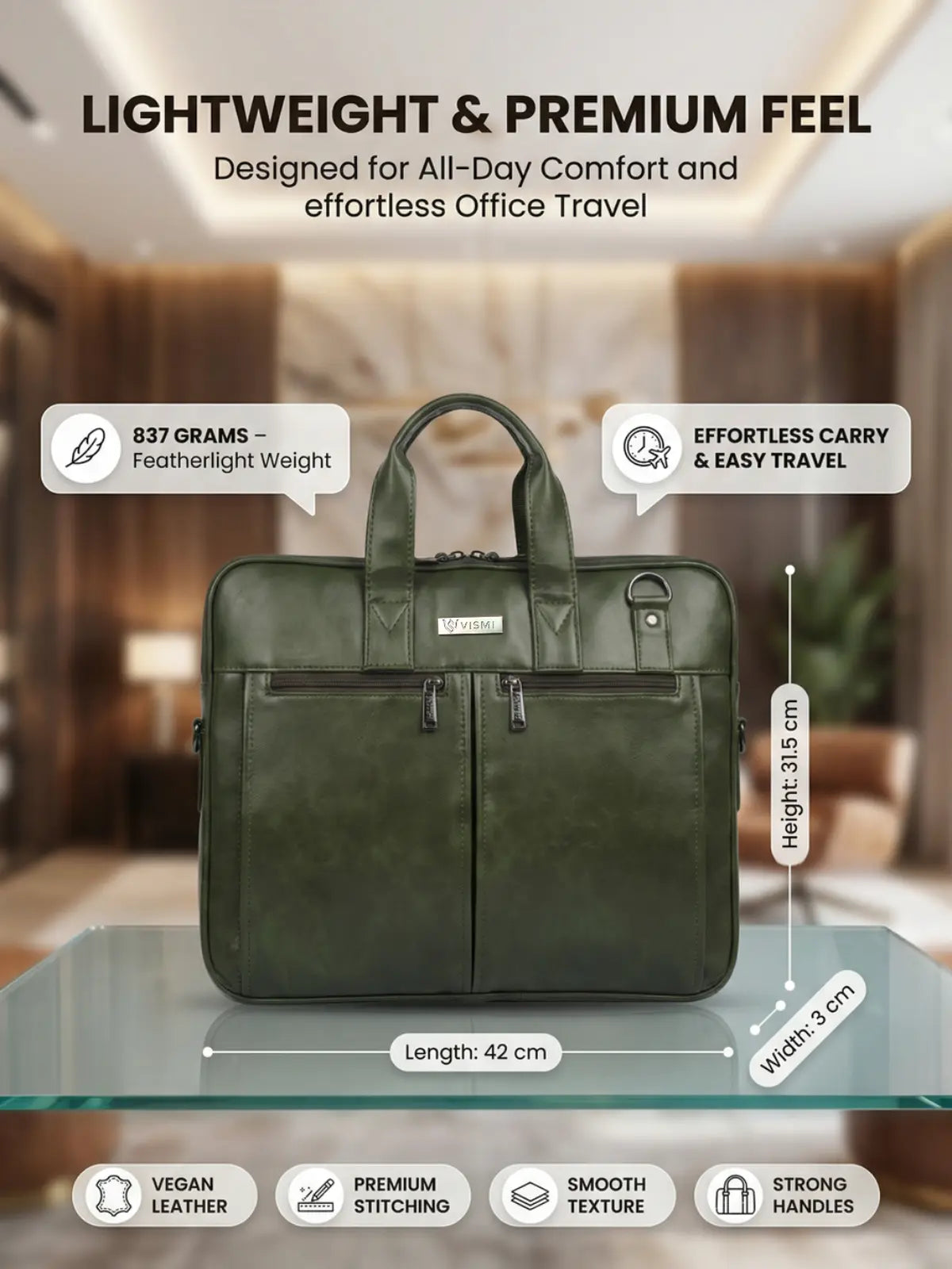 Timeless Neo Laptop Bag - Olive Green