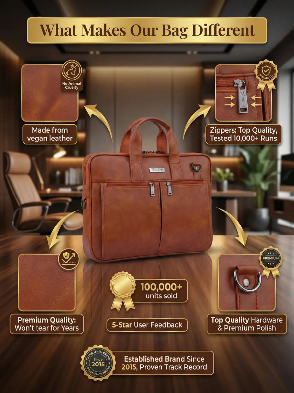 Timeless Neo Laptop Bag - Tan