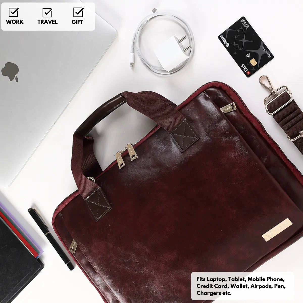 Timeless Unity Laptop Messenger Bag - Wine