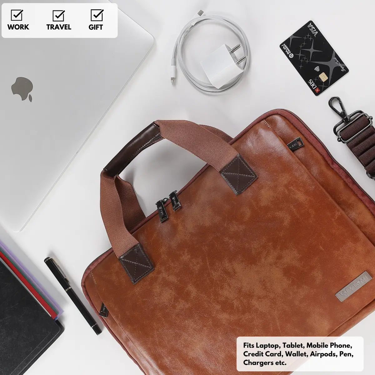 Timeless Unity Laptop Messenger Bag - Tan