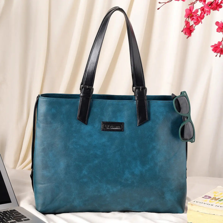 Special Rakhi Gift Combo - Laptop Bag + Tote Handbag (Teal Blue)