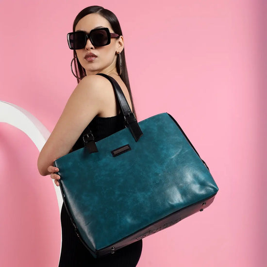 Special Rakhi Gift Combo - Laptop Bag + Tote Handbag (Teal Blue)