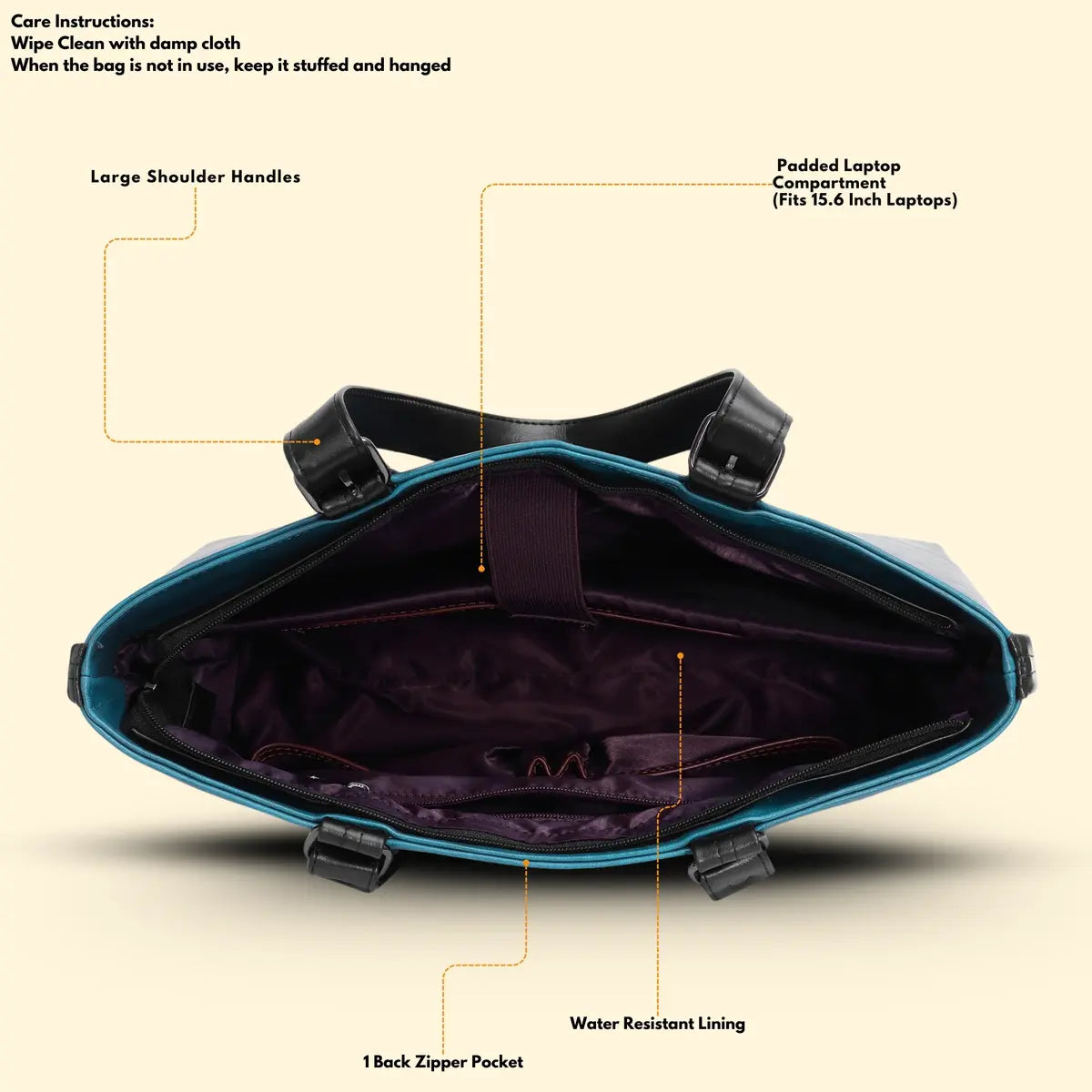 Special Rakhi Gift Combo - Laptop Bag + Tote Handbag (Teal Blue)