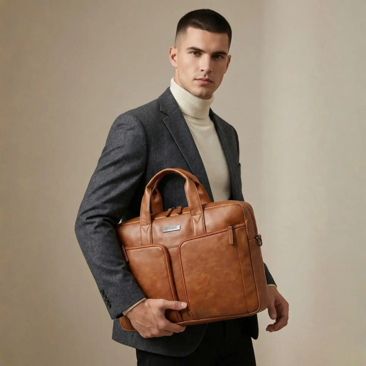 Timeless Orbit Laptop Messenger Bag - Tan