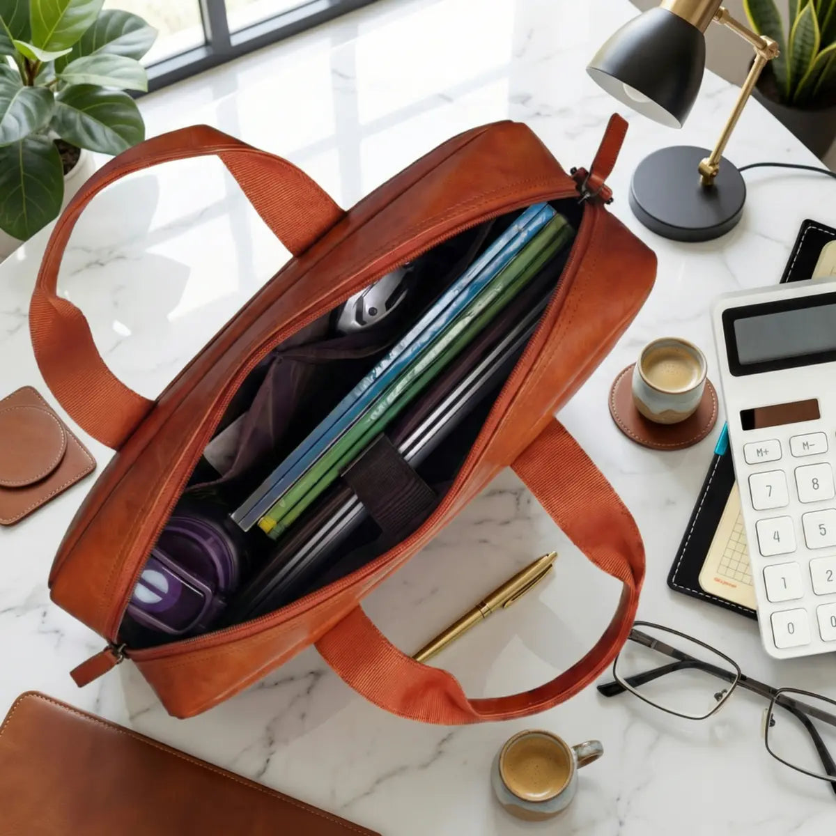 Timeless Orbit Laptop Messenger Bag - Tan