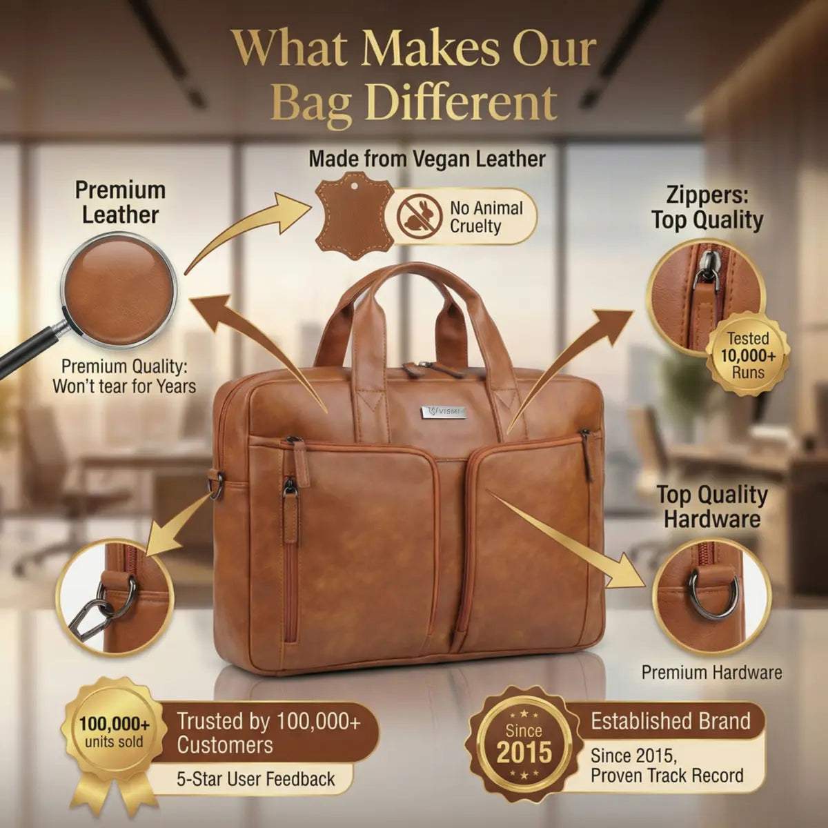 Timeless Orbit Laptop Messenger Bag - Tan