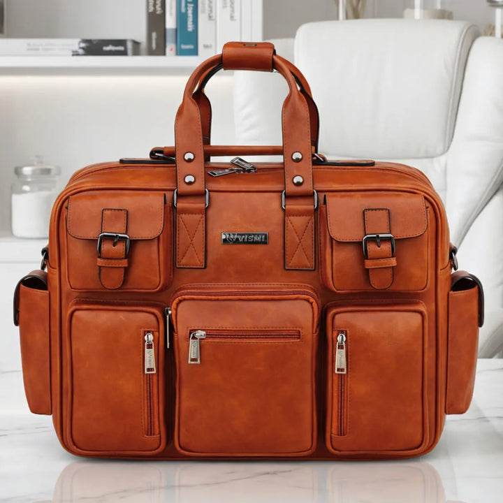 Timeless Commander Laptop Bag with Utility Pouch - Tan