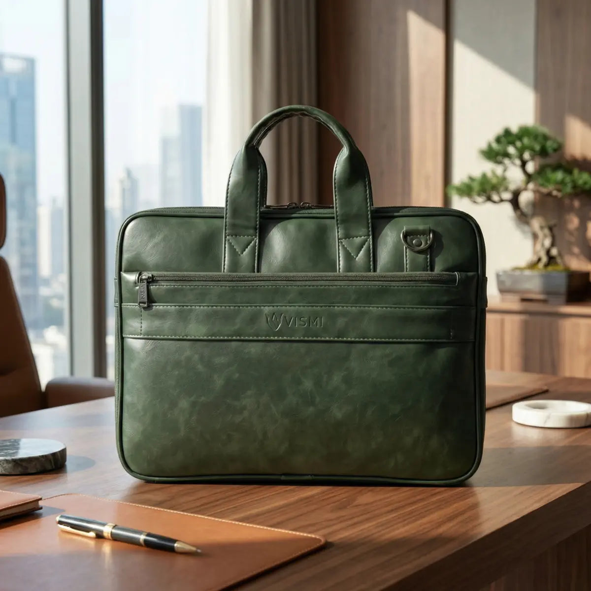 Timeless Monarch Laptop Messenger Bag - Olive Green