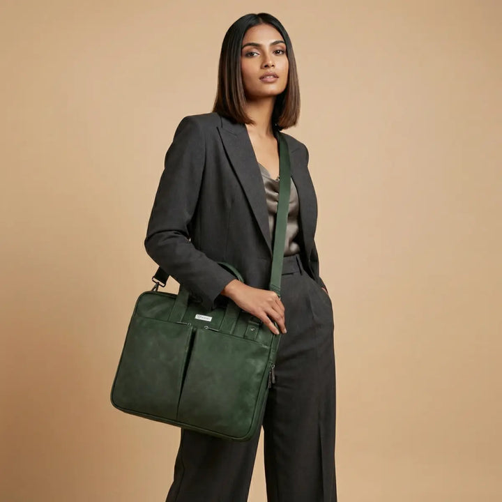 Timeless Monarch Laptop Messenger Bag - Olive Green
