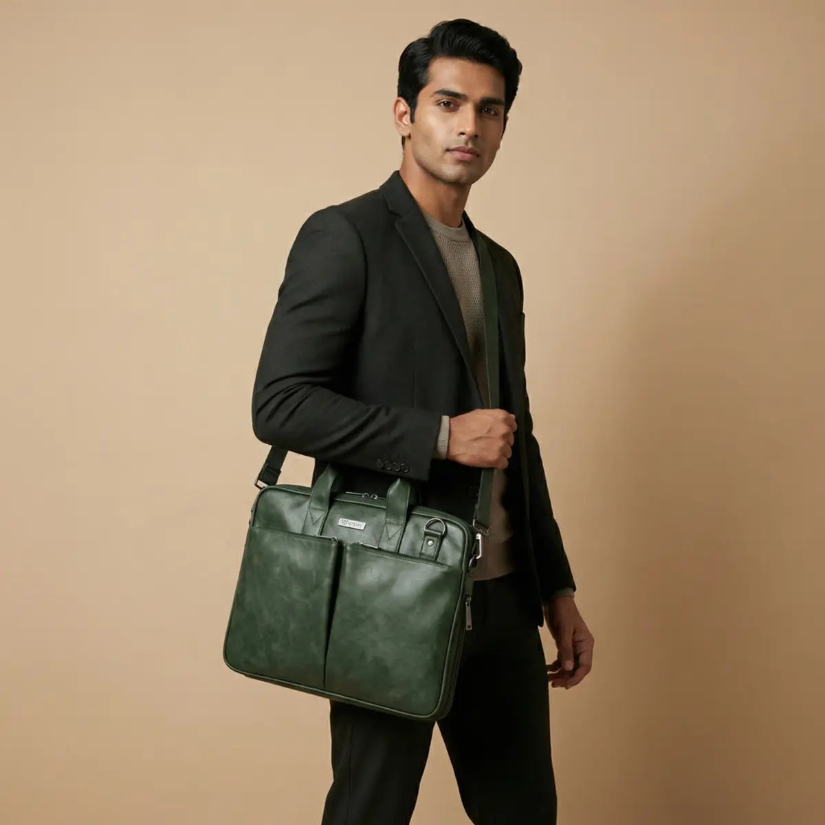 Timeless Monarch Laptop Messenger Bag - Olive Green