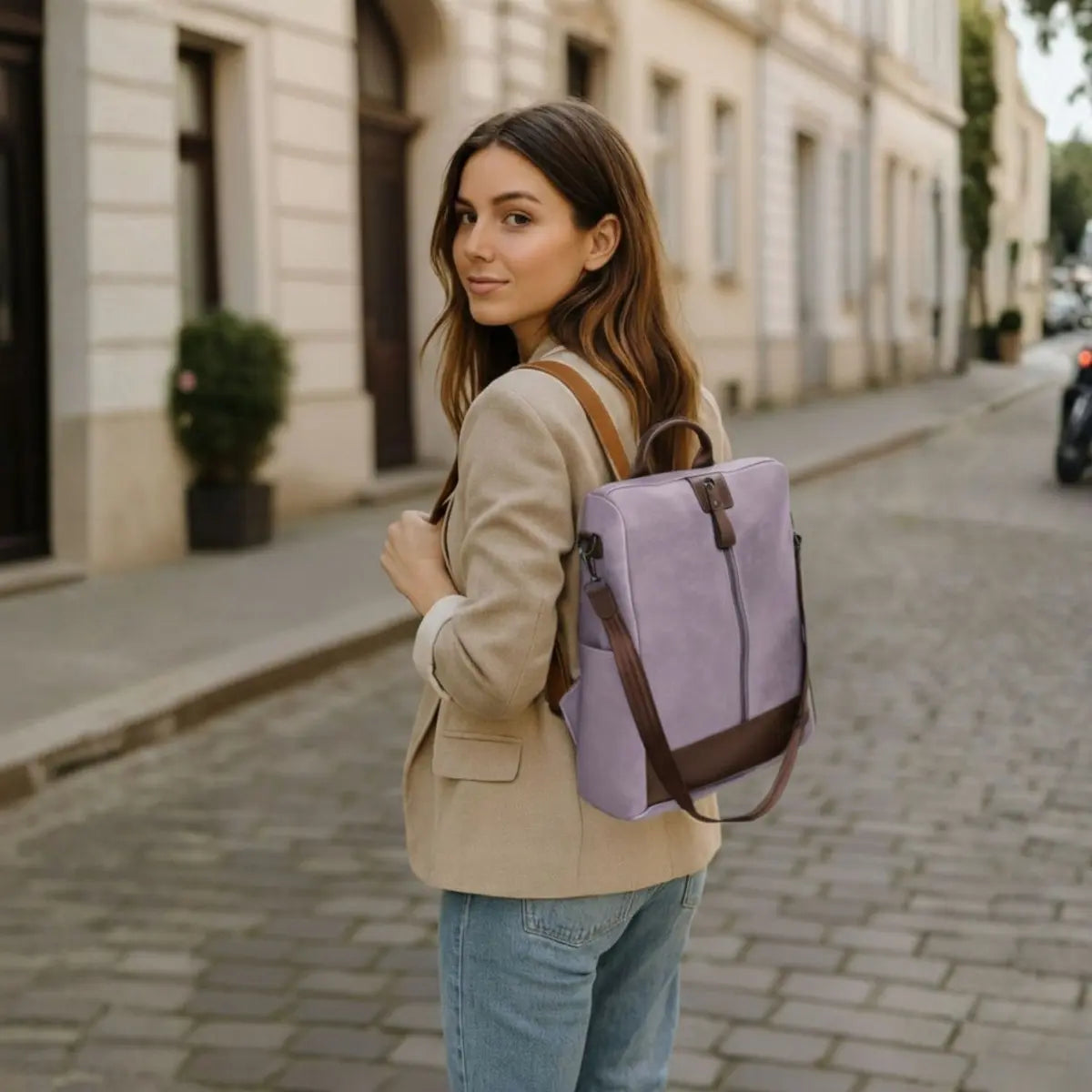 Timeless Aura Women Backpack Handbag - Lavender