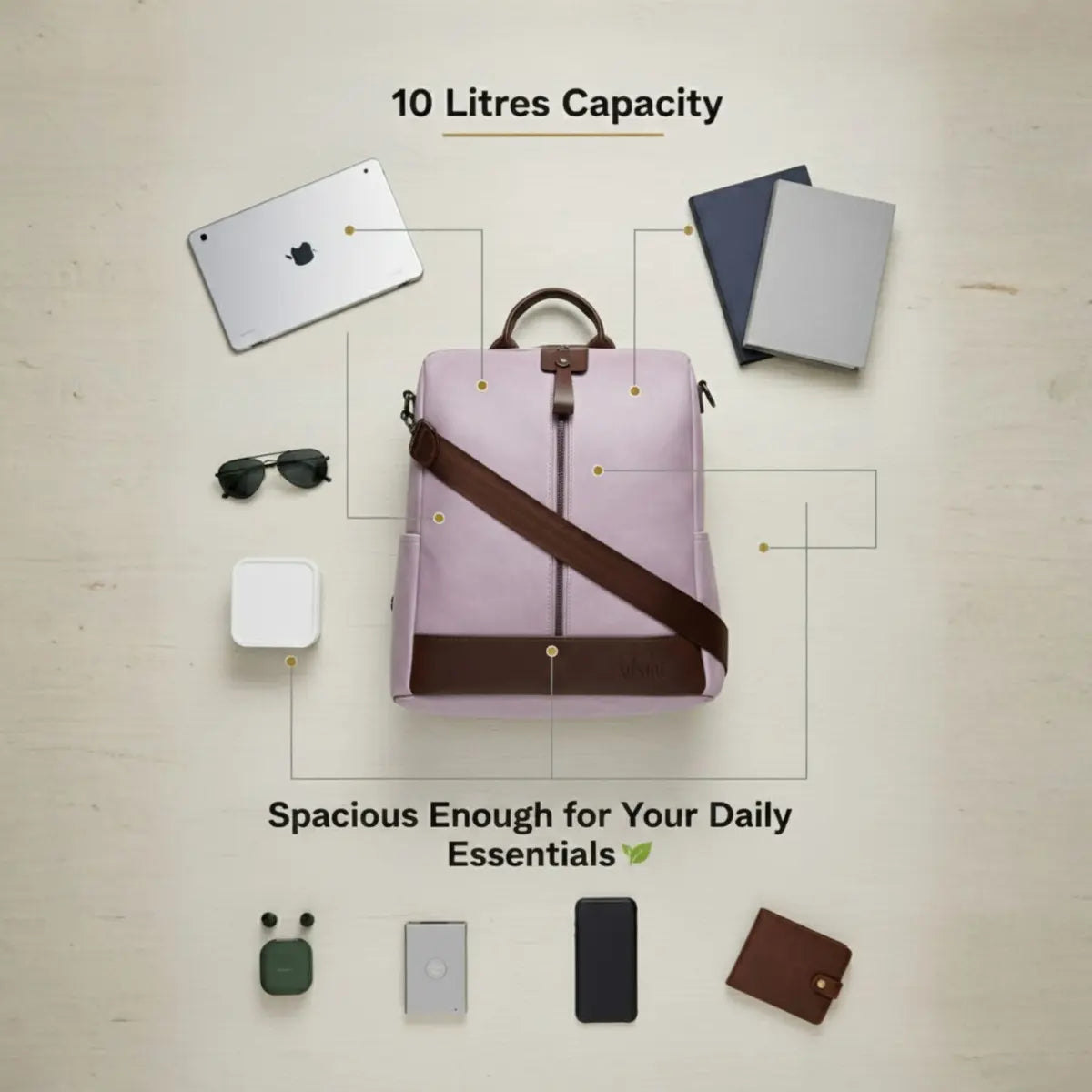 Timeless Aura Women Backpack Handbag - Lavender