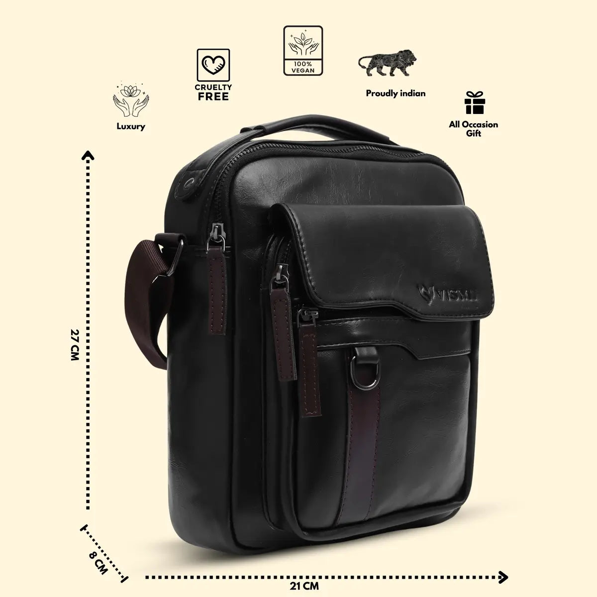 Timeless Alpha Men's Messenger Bag - Black