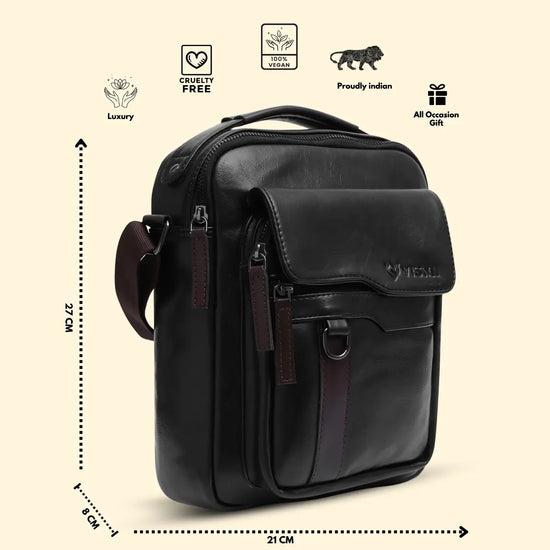 Timeless Alpha Men's Messenger Bag - Black