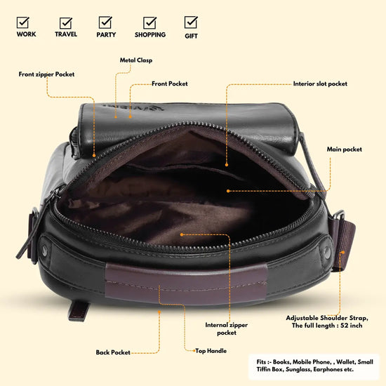 Timeless Alpha Men's Messenger Bag - Black