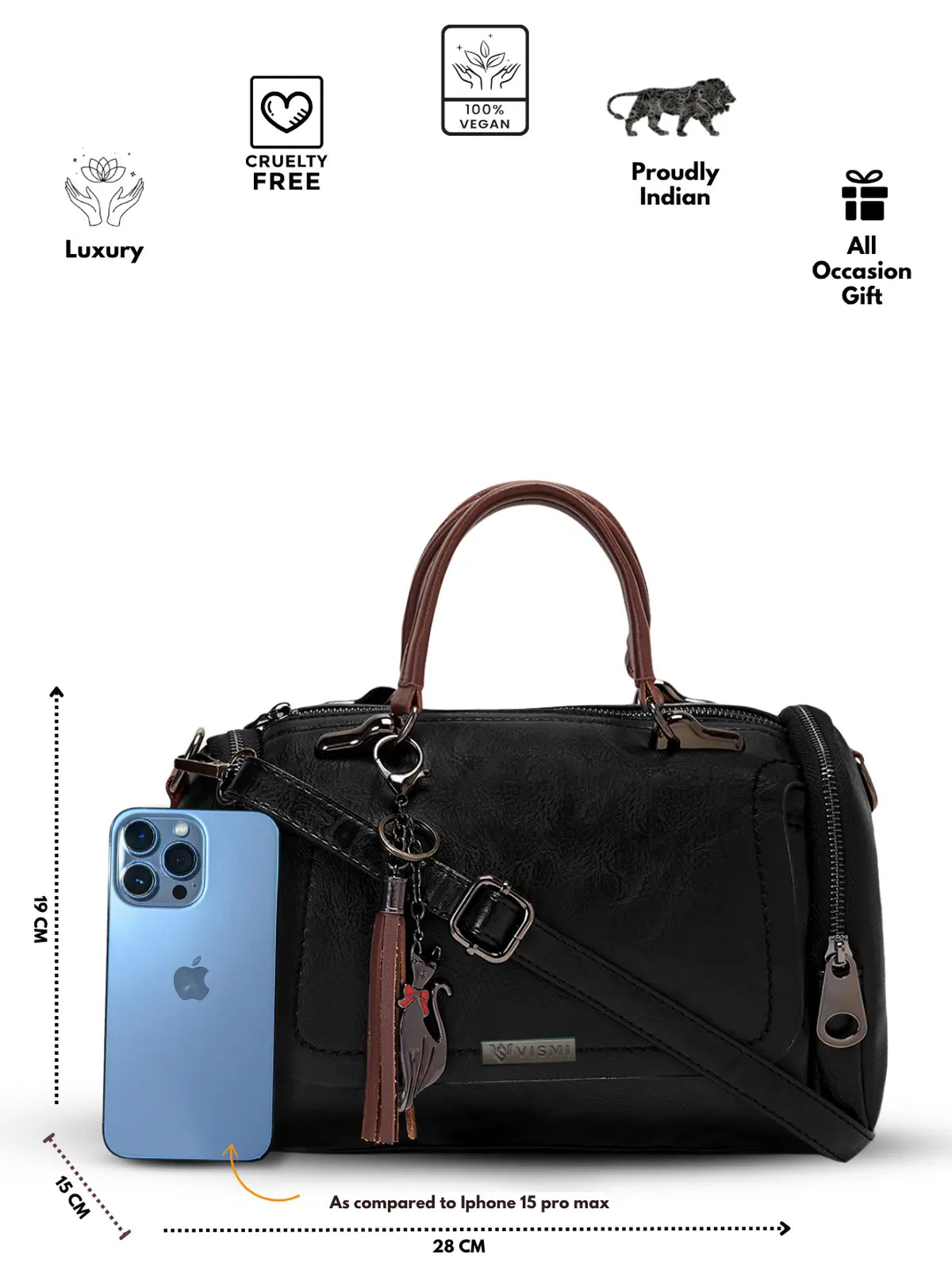Timeless Mystique Satchel Handbag - Black