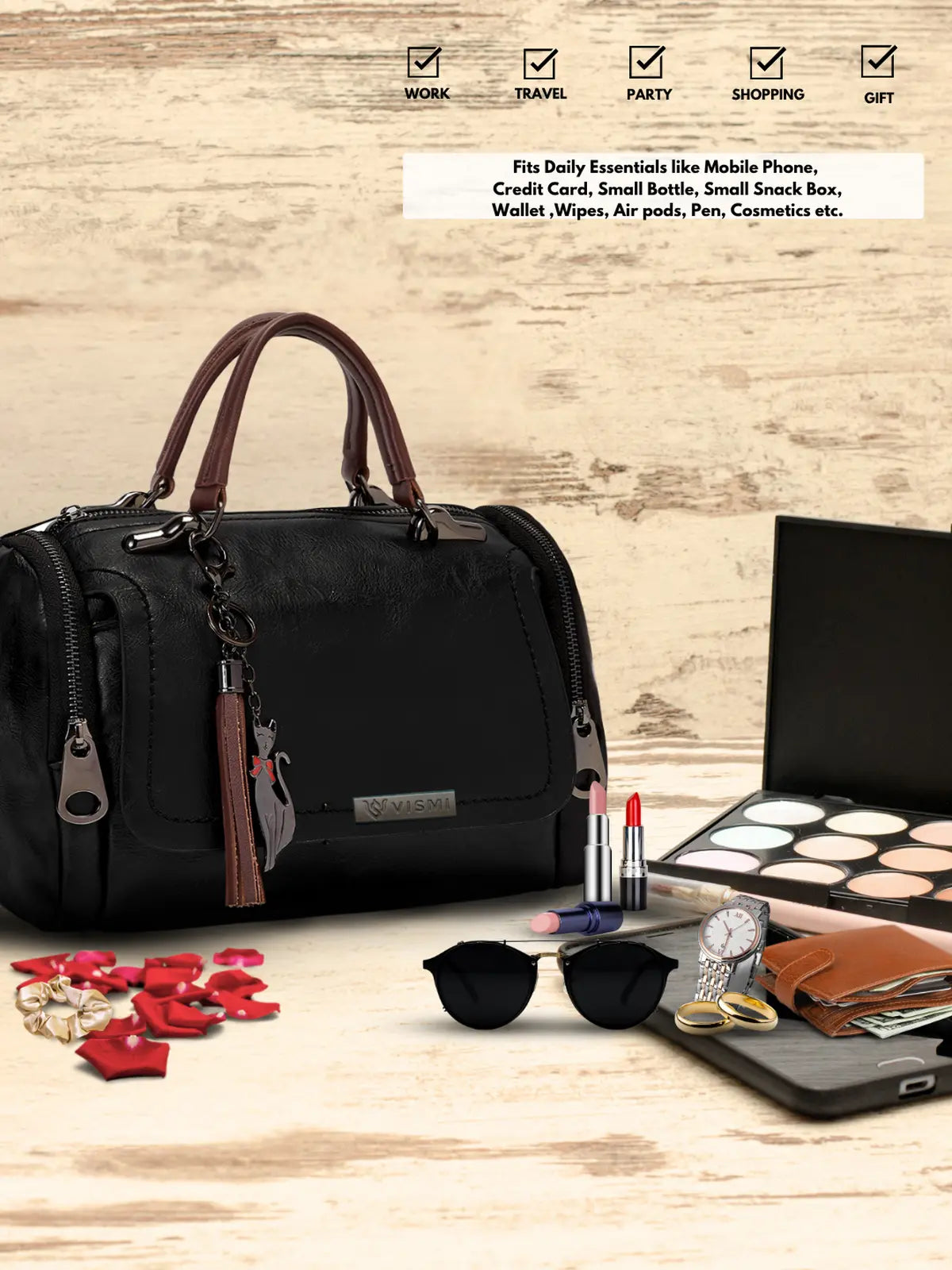 Timeless Mystique Satchel Handbag - Black