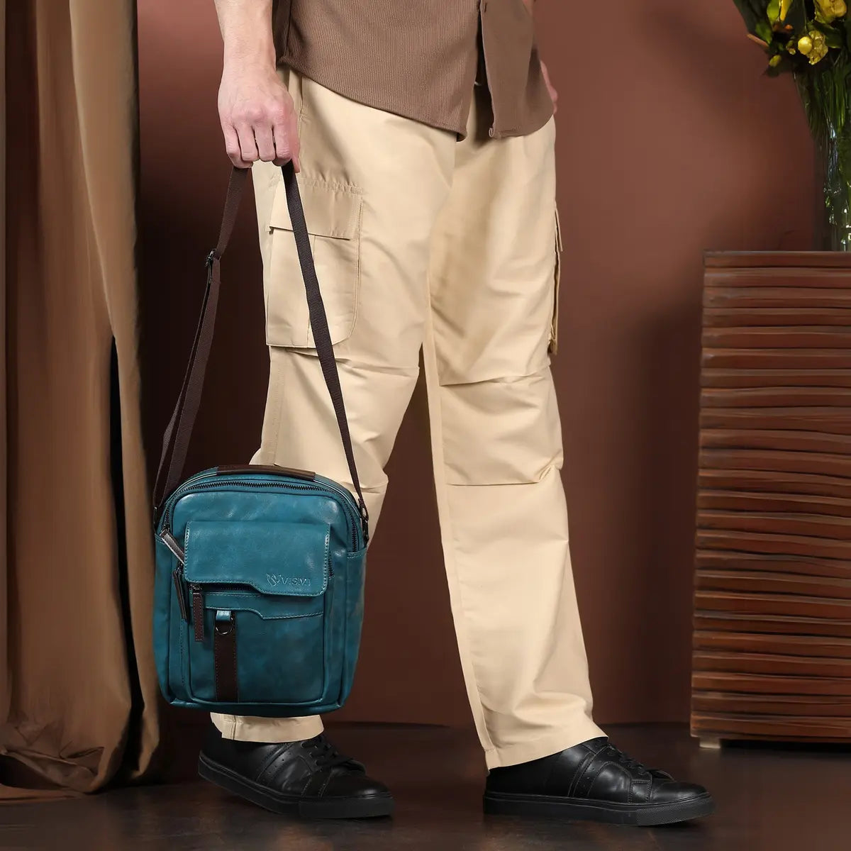 Timeless Alpha Men's Messenger Bag - Teal Blue