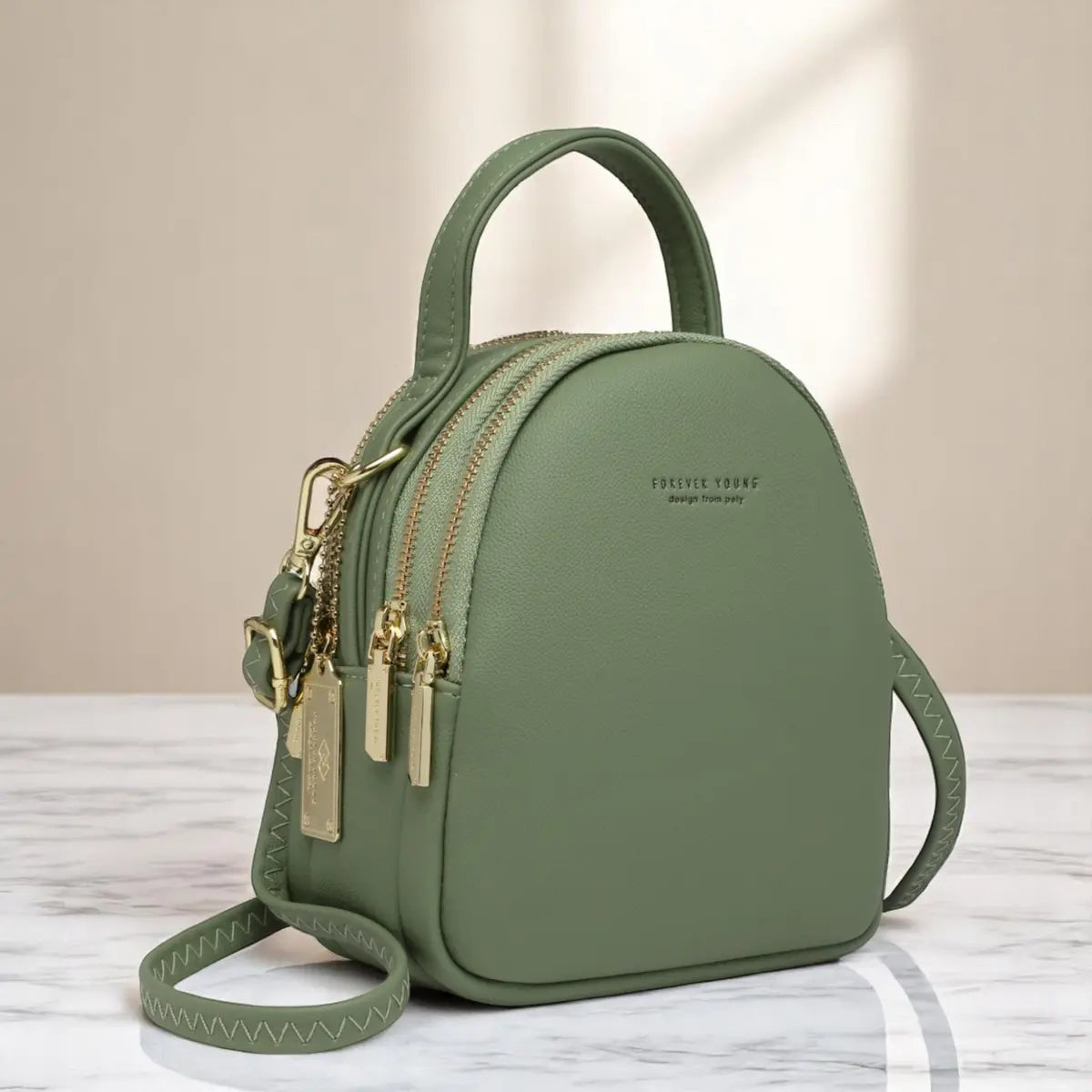 Stylish Sling Crossbody Handbag- Olive Green