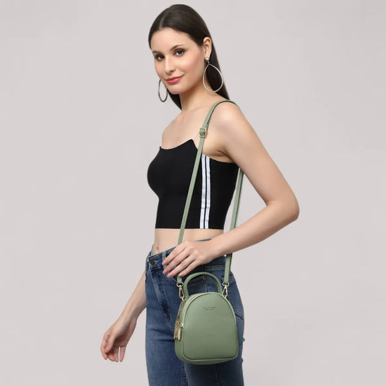 Stylish Sling Crossbody Handbag- Olive Green